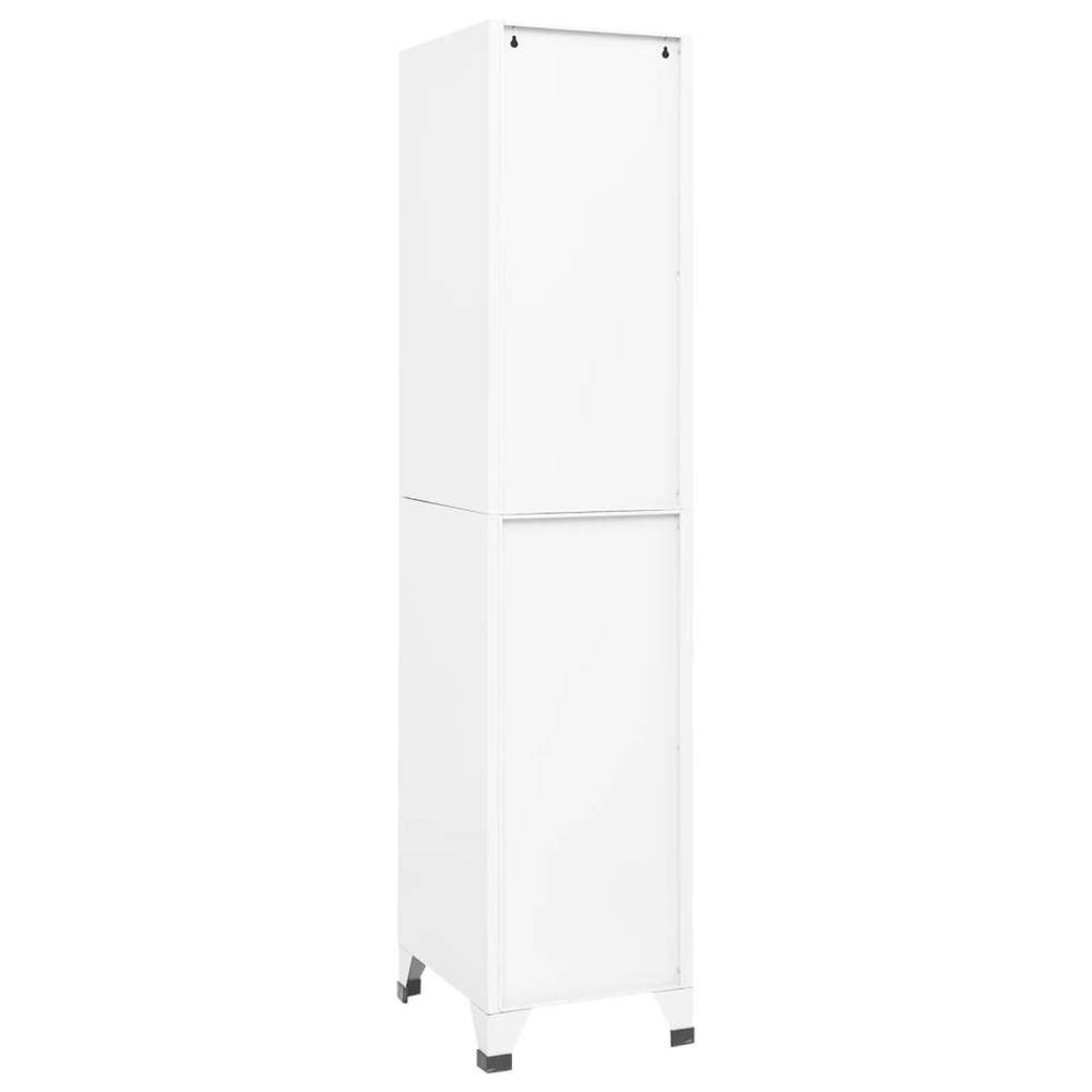 vidaXL Locker Cabinet White 15"x17.7"x70.9" Steel, 339784. Picture 4