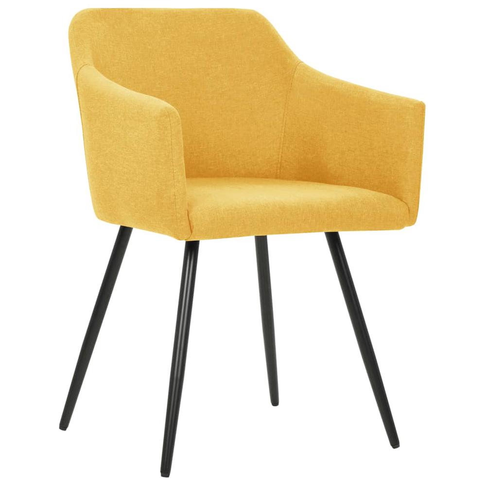 vidaXL Dining Chairs 2 pcs Yellow Fabric, 323100. Picture 2