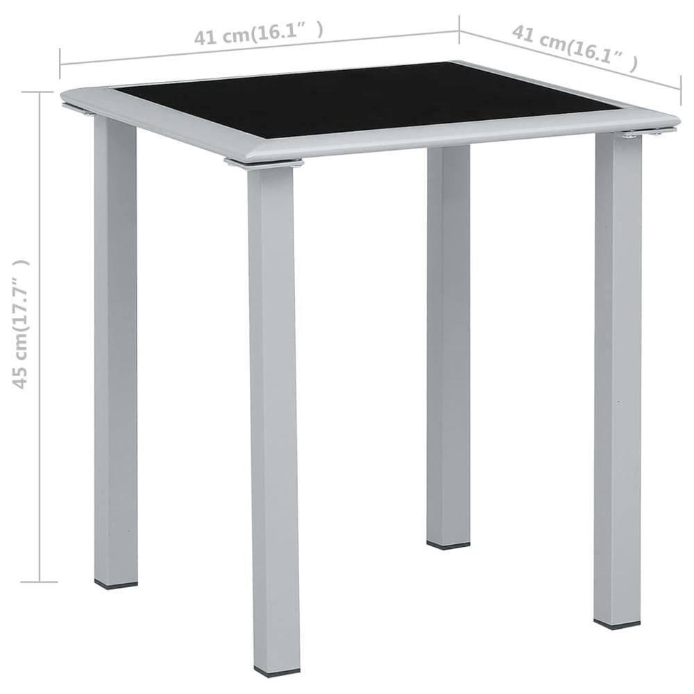 vidaXL Patio Table Black and Silver 16.1"x16.1"x17.7" Steel and Glass. Picture 4