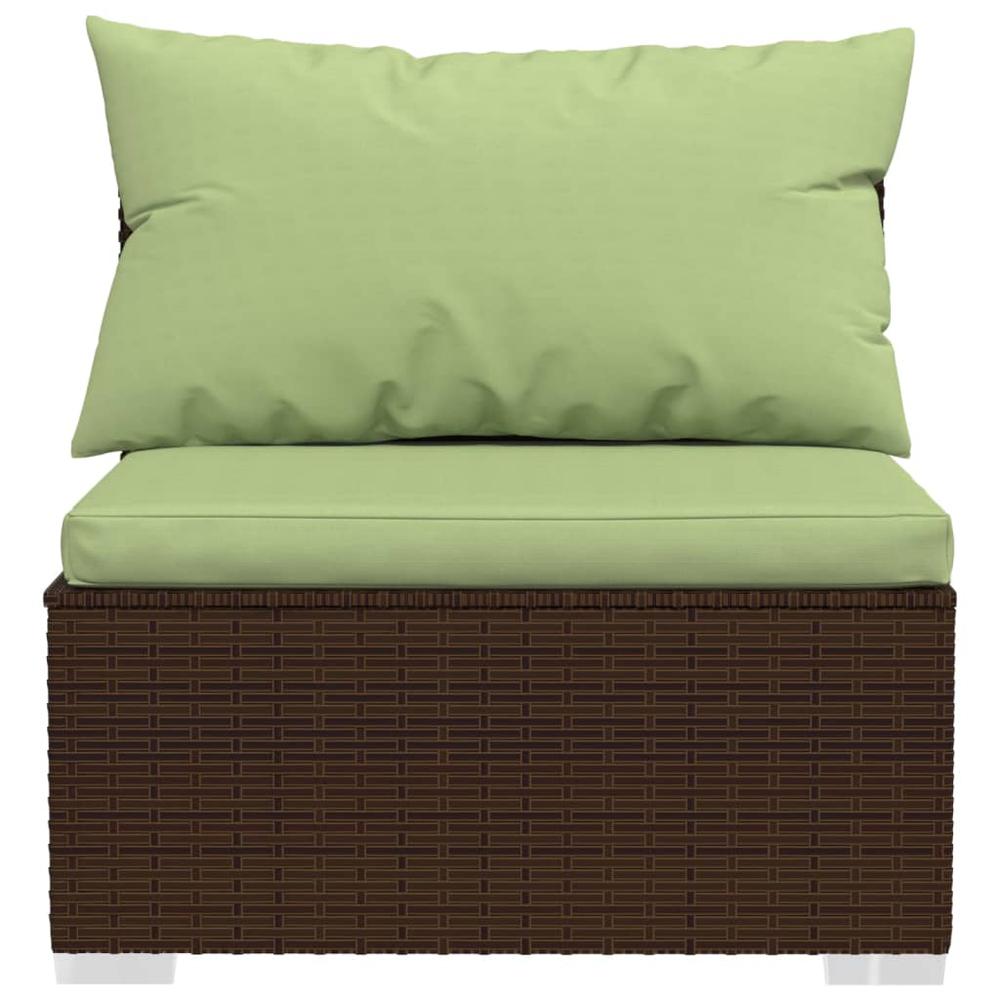 vidaXL Patio Middle Sofa with Cushions Brown Poly Rattan, 317559. Picture 4