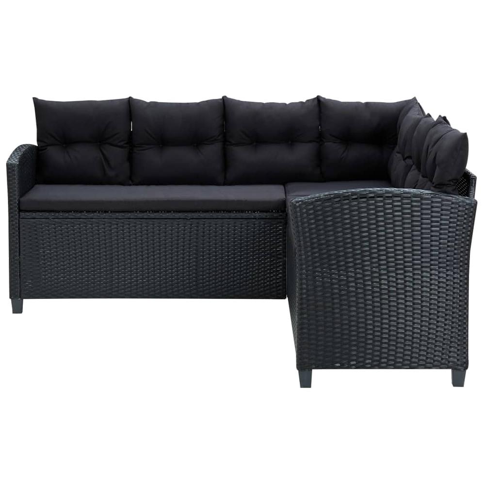 vidaXL 6 Piece Patio Lounge Set with Cushions Poly Rattan Black, 316869. Picture 4