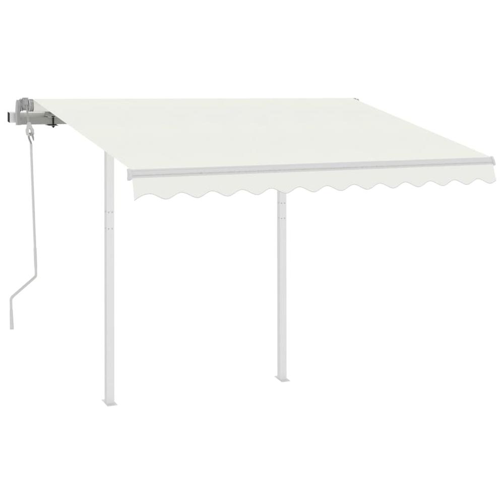 vidaXL Manual Retractable Awning with Posts 9.8'x8.2' Cream, 3069897. Picture 2