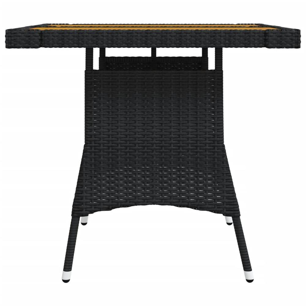 vidaXL Patio Table Black 27.6"x27.6"x28.3" Poly Rattan & Solid Acacia Wood. Picture 4