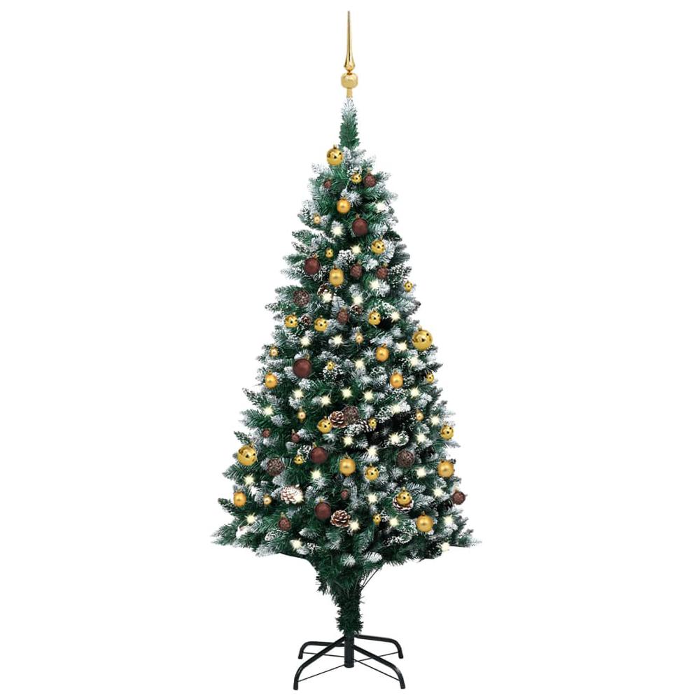 vidaXL Artificial Christmas Tree with LEDs&Ball Set&Pinecones 70.9", 3077531. Picture 1