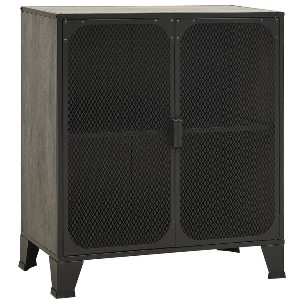 vidaXL Storage Cabinets 2 pcs Gray 28.3"x14.2"x32.3" Metal and MDF, 3095970. Picture 3