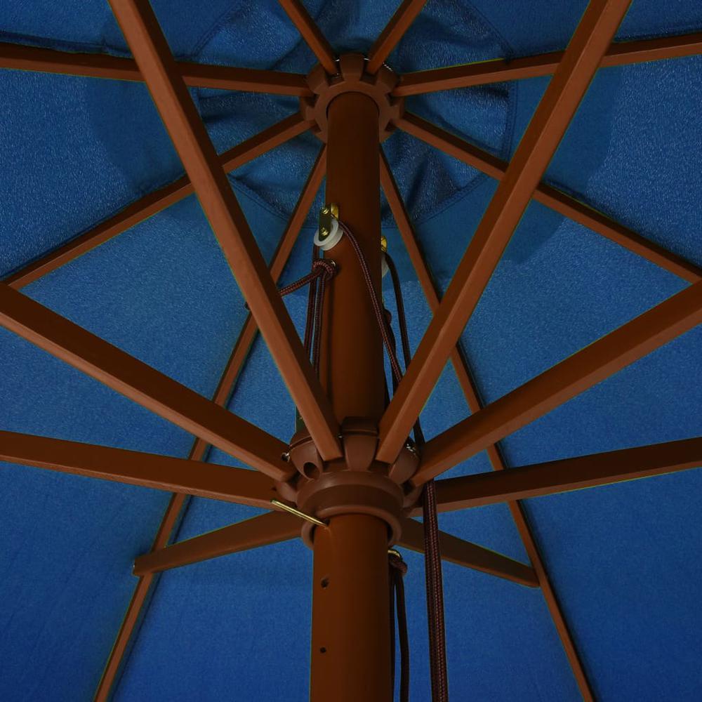 vidaXL Outdoor Parasol with Wooden Pole 129.9" Azure. Picture 4