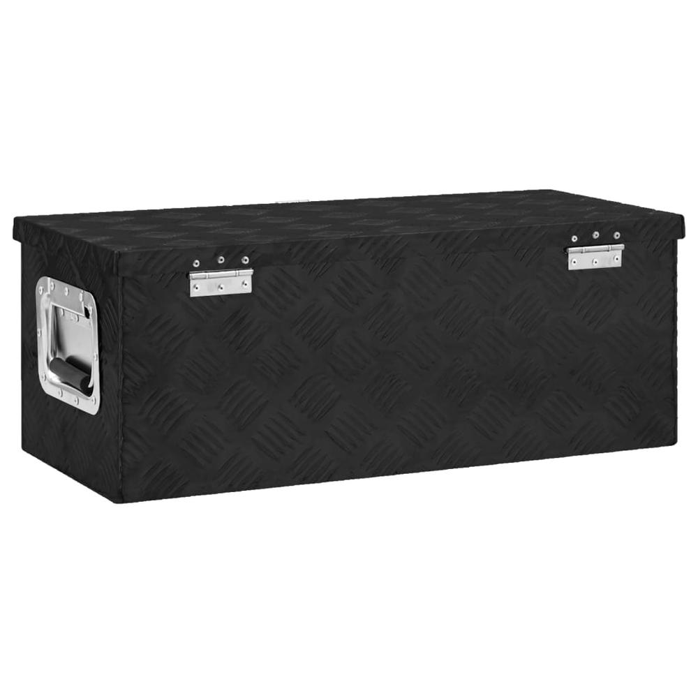 vidaXL Storage Box Black 27.6"x12.2"x10.6" Aluminum. Picture 4