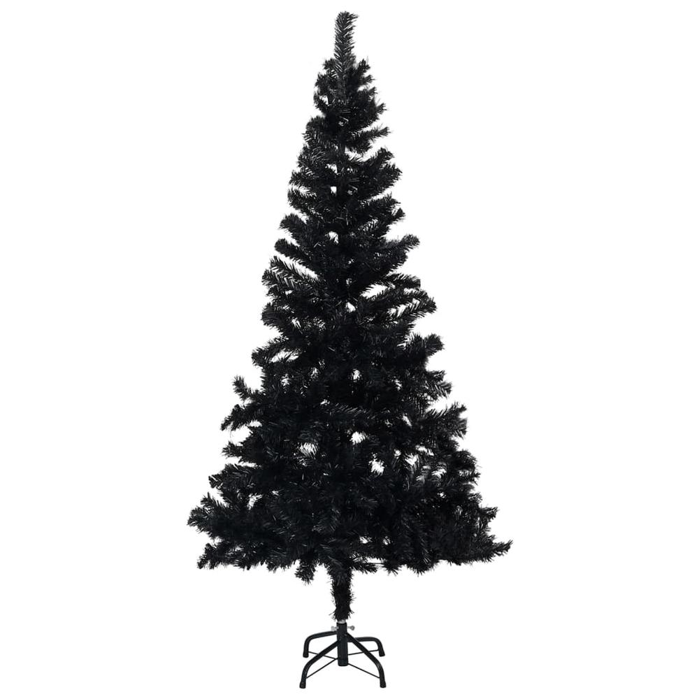 vidaXL Artificial Christmas Tree with LEDs&Ball Set Black 70.9" PVC, 3077590. Picture 2
