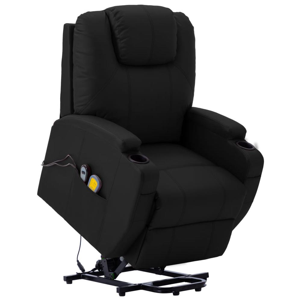 vidaXL Massage Stand-up Chair Black Faux Leather. Picture 1
