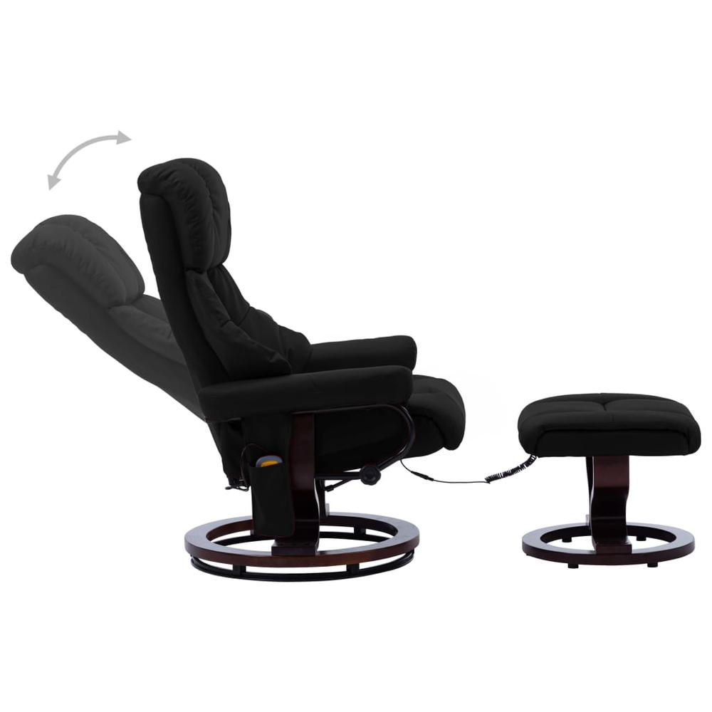 vidaXL Massage Reclining Chair Black Faux Leather and Bentwood. Picture 3