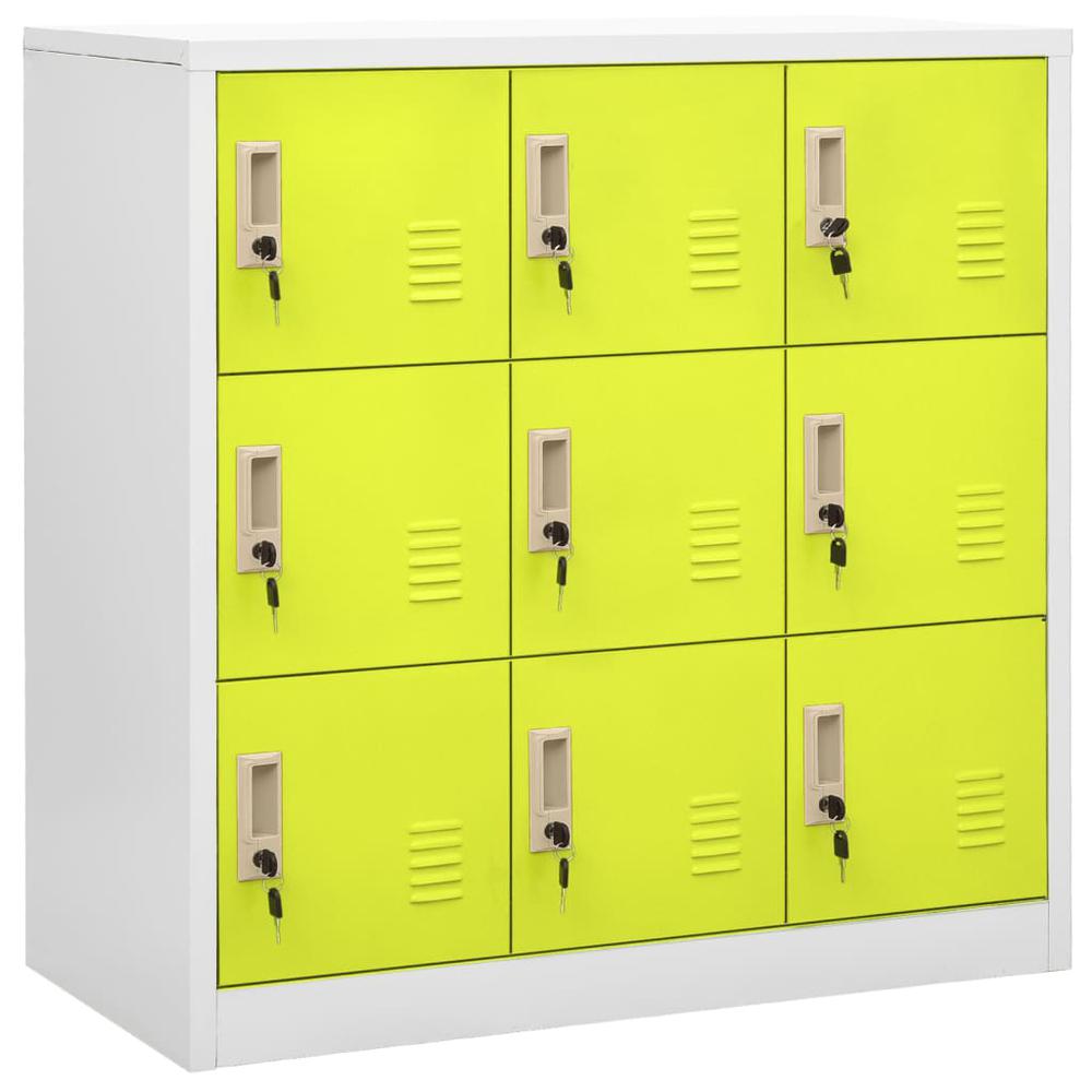 vidaXL Locker Cabinets 2 pcs Light Gray and Green 35.4"x17.7"x36.4" Steel, 3095242. Picture 2