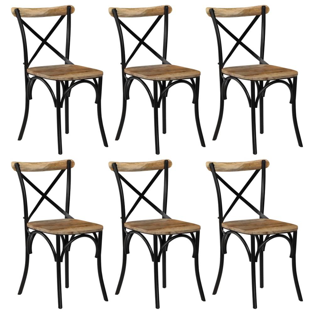 vidaXL Cross Chairs 6 pcs Black Solid Mango Wood. Picture 1