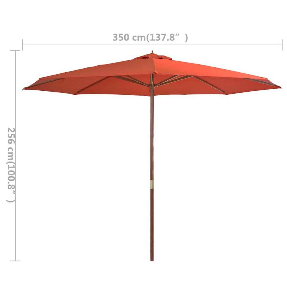 vidaXL Outdoor Parasol with Wooden Pole 137.8" Terracotta. Picture 4