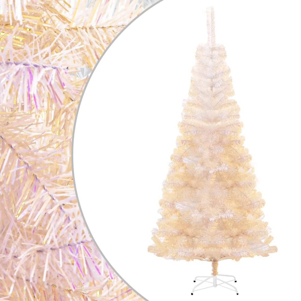 vidaXL Artificial Christmas Tree with Iridescent Tips White 70.9" PVC. Picture 1
