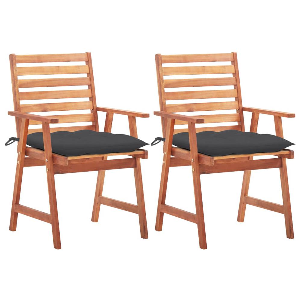 vidaXL Patio Dining Chairs 2 pcs with Cushions Solid Acacia Wood, 3064335. Picture 1
