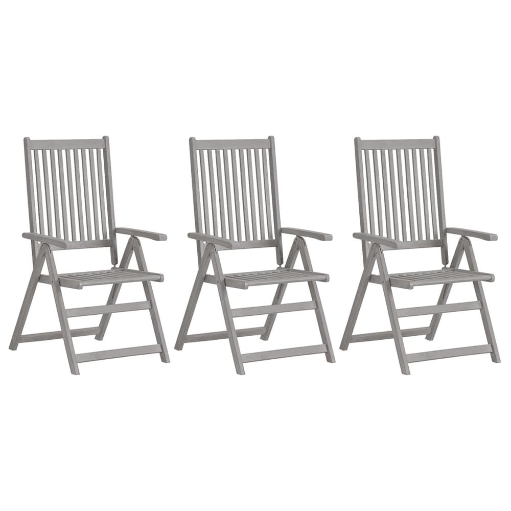 vidaXL Patio Reclining Chairs 3 pcs with Cushions Solid Acacia Wood, 3064733. Picture 2