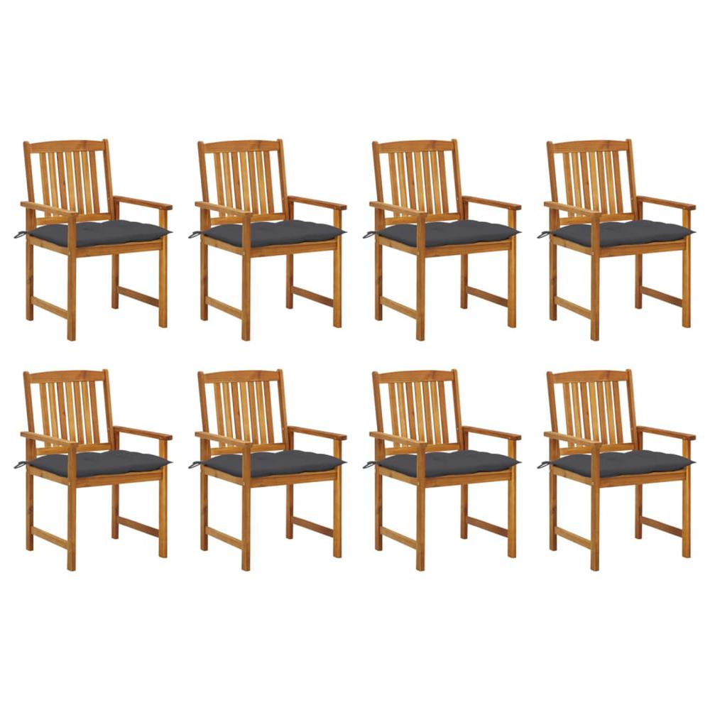 vidaXL Patio Chairs with Cushions 8 pcs Solid Acacia Wood, 3078193. Picture 1