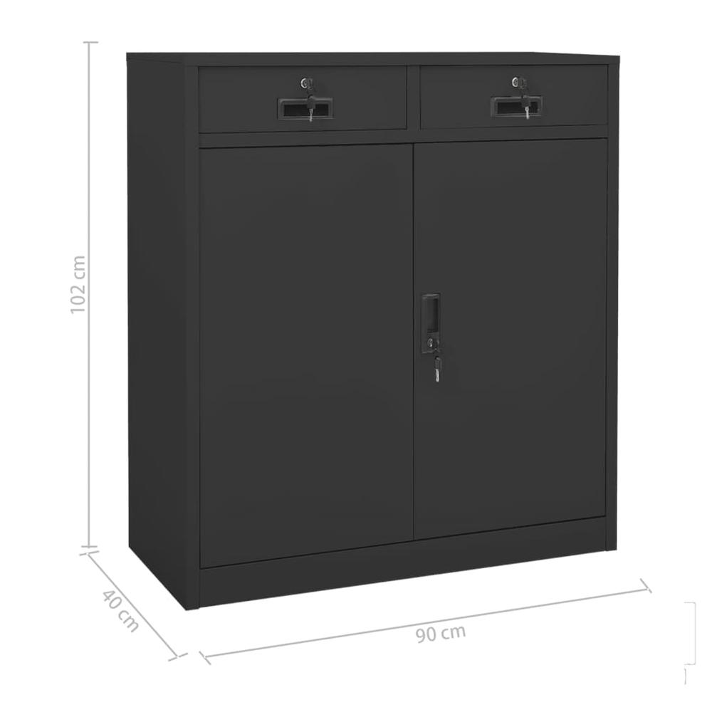 vidaXL Office Cabinet Anthracite 35.4"x15.7"x40.2" Steel, 336412. Picture 11
