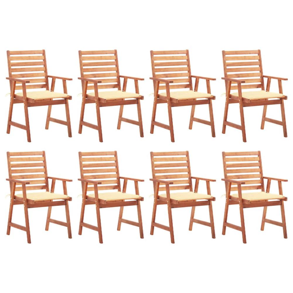 vidaXL Patio Dining Chairs 8 pcs with Cushions Solid Acacia Wood, 3078376. Picture 1