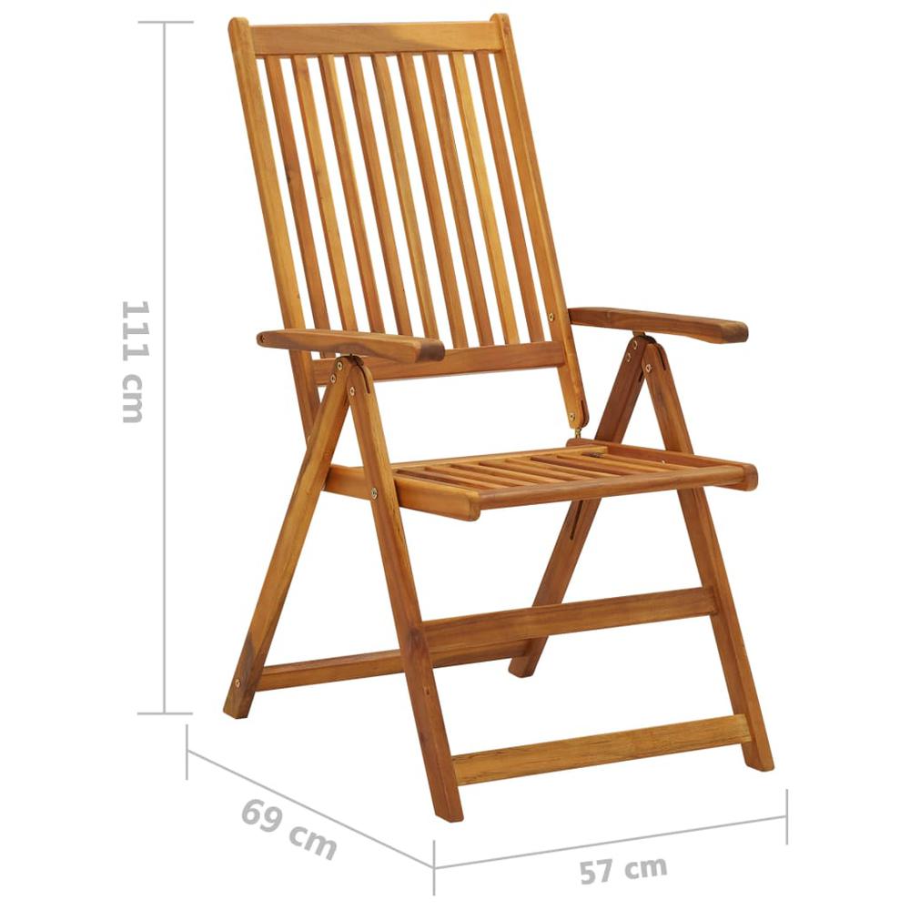 vidaXL Folding Patio Chairs 3 pcs with Cushions Solid Acacia Wood, 3064104. Picture 12