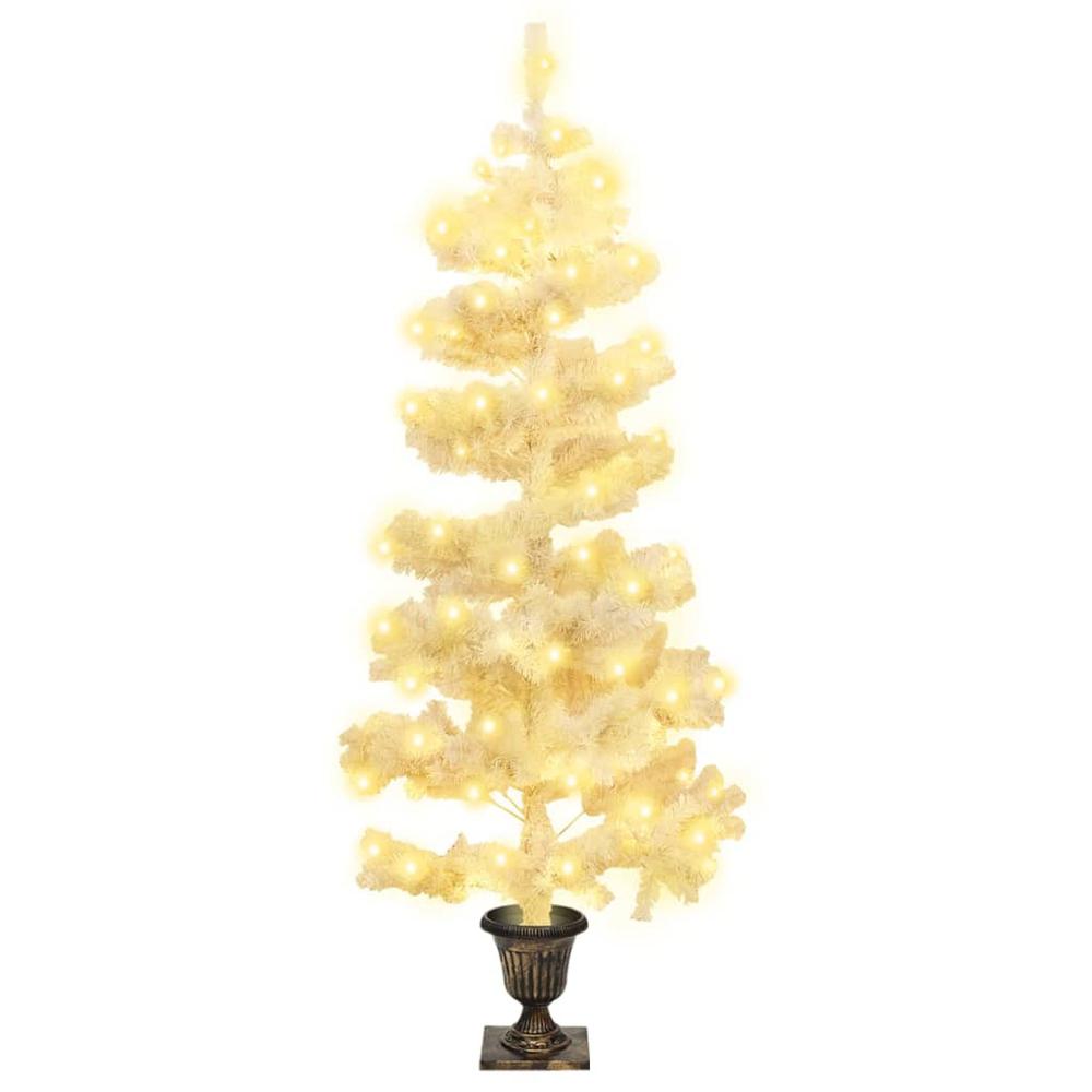 vidaXL Swirl Christmas Tree with Pot and LEDs White 47.2" PVC. Picture 2