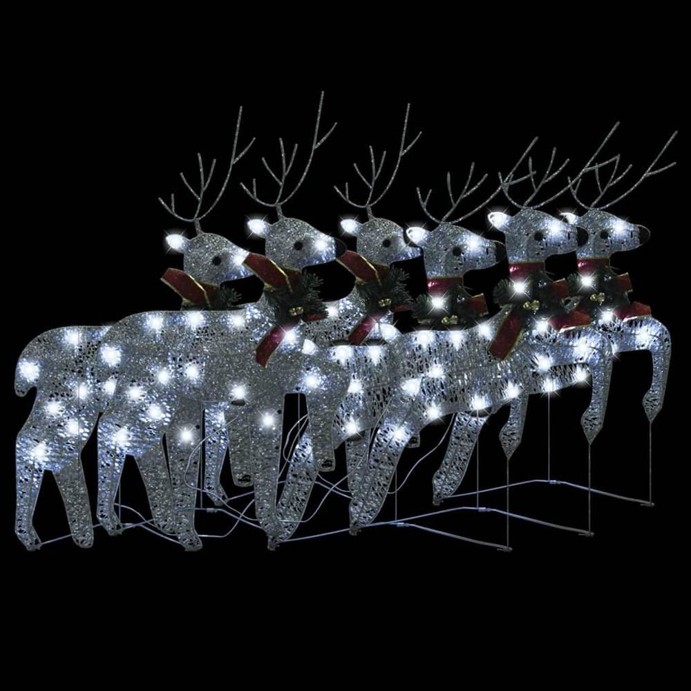 vidaXL Christmas Reindeers 6 pcs Silver 120 LEDs. Picture 3