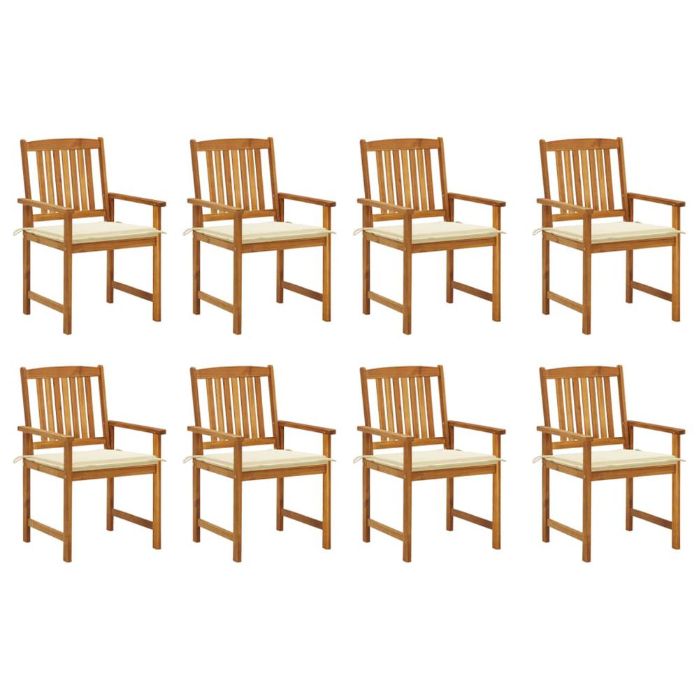 vidaXL Patio Chairs with Cushions 8 pcs Solid Acacia Wood, 3078168. Picture 1