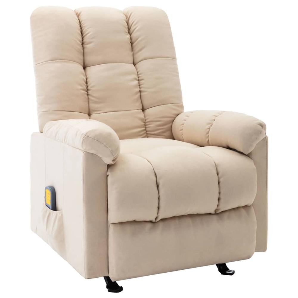 vidaXL Massage Reclining Chair Cream Fabric, 321419. Picture 1