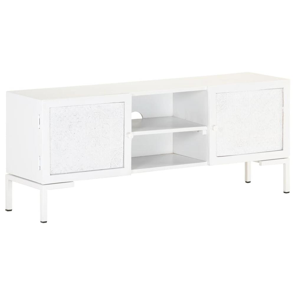 vidaXL TV Cabinet White 45.3"x11.8"x18.1" Solid Mango Wood. Picture 11