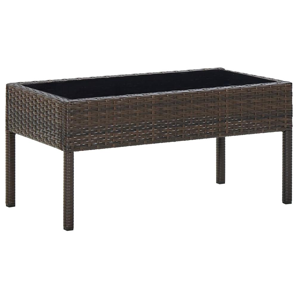 vidaXL Patio Table Brown 29.5"x15.7"x14.6" Poly Rattan. Picture 1