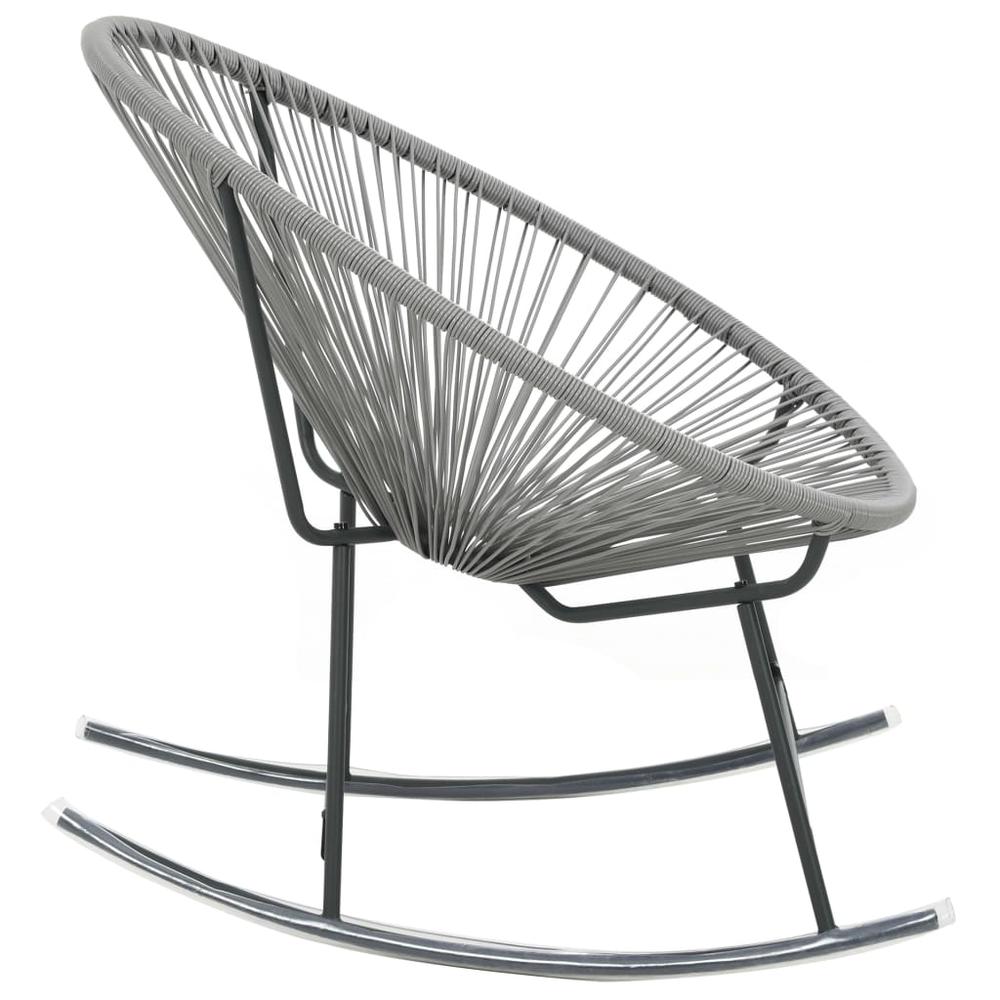 vidaXL Outdoor Rocking Moon Chair Gray Poly Rattan. Picture 4
