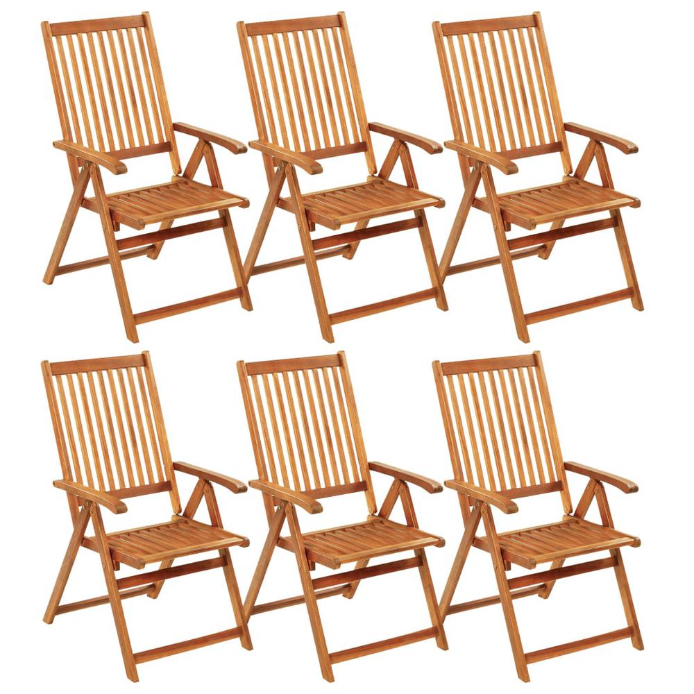 vidaXL Folding Patio Chairs 6 pcs with Cushions Solid Acacia Wood, 3064121. Picture 2