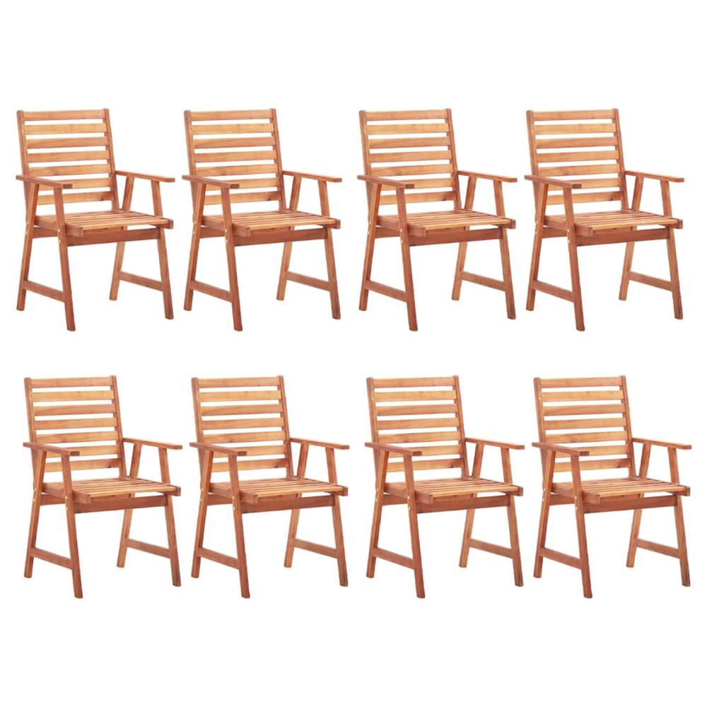 vidaXL Patio Dining Chairs 8 pcs with Cushions Solid Acacia Wood, 3078382. Picture 2