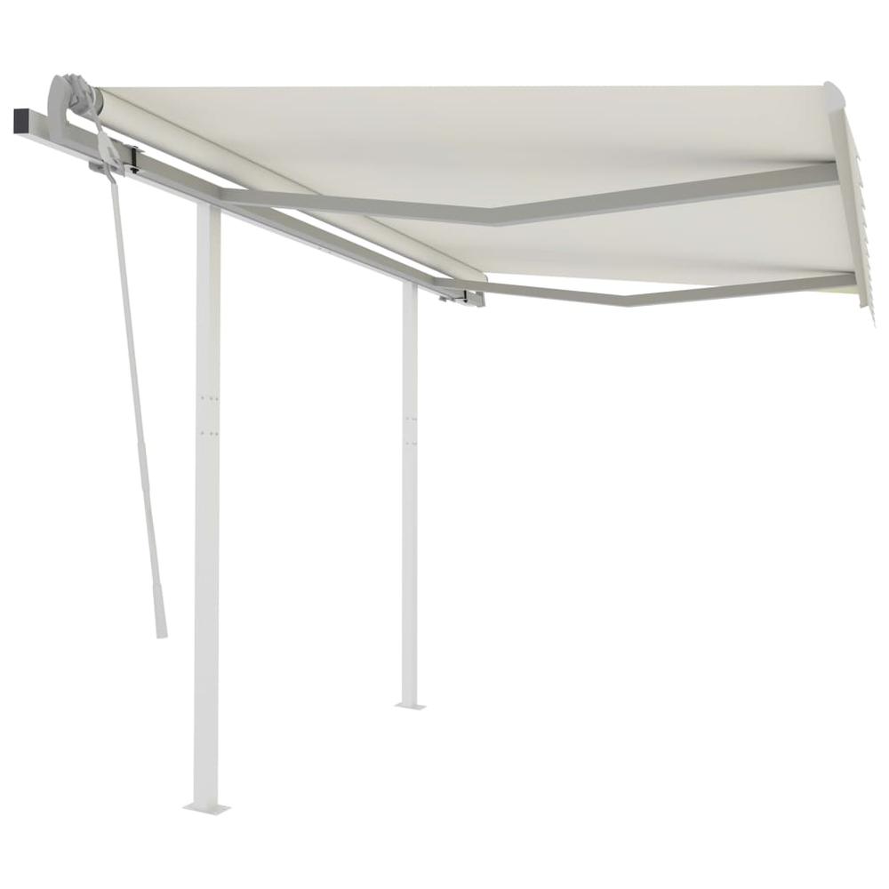 vidaXL Manual Retractable Awning with Posts 9.8'x8.2' Cream, 3069897. Picture 1