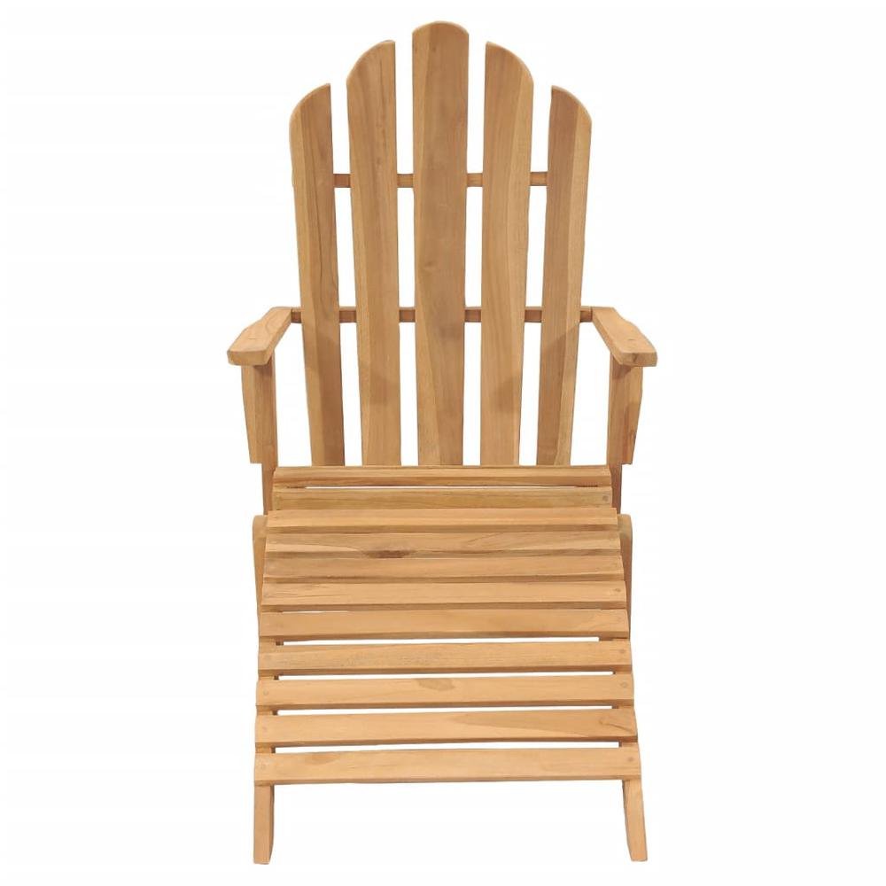 vidaXL Adirondack Chair with Footrest Solid Teak Wood. Picture 2
