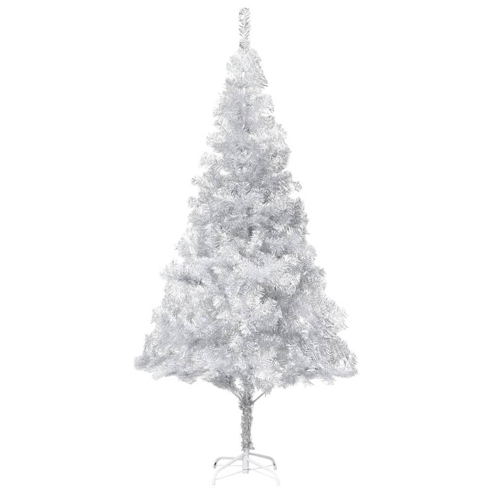vidaXL Artificial Christmas Tree with LEDs&Stand Silver 94.5" PET. Picture 2