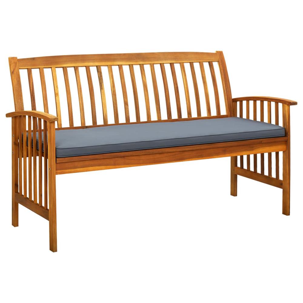 vidaXL Patio Bench with Cushion 57.9" Solid Acacia Wood, 312135. Picture 1