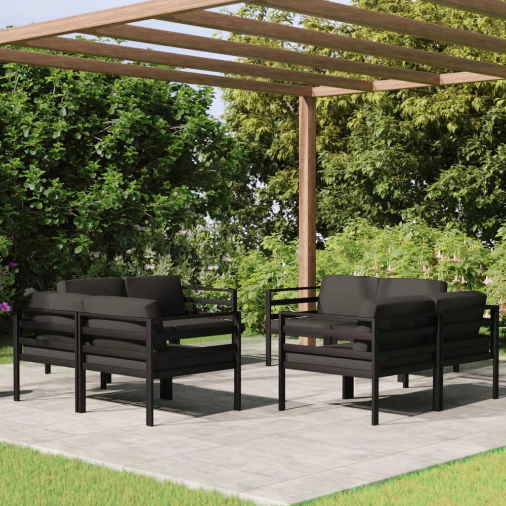 vidaXL 8 Piece Patio Lounge Set with Cushions Aluminum Anthracite, 3107829. Picture 1