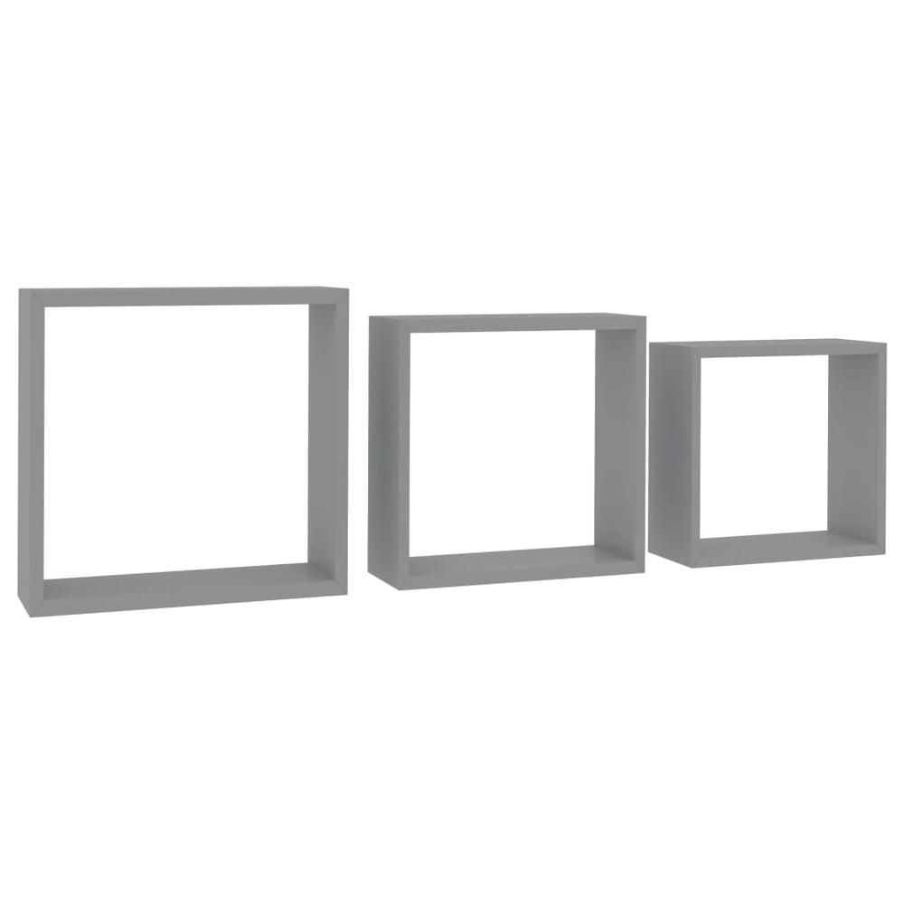 vidaXL Wall Cube Shelves 3 pcs Gray MDF, 323951. Picture 2
