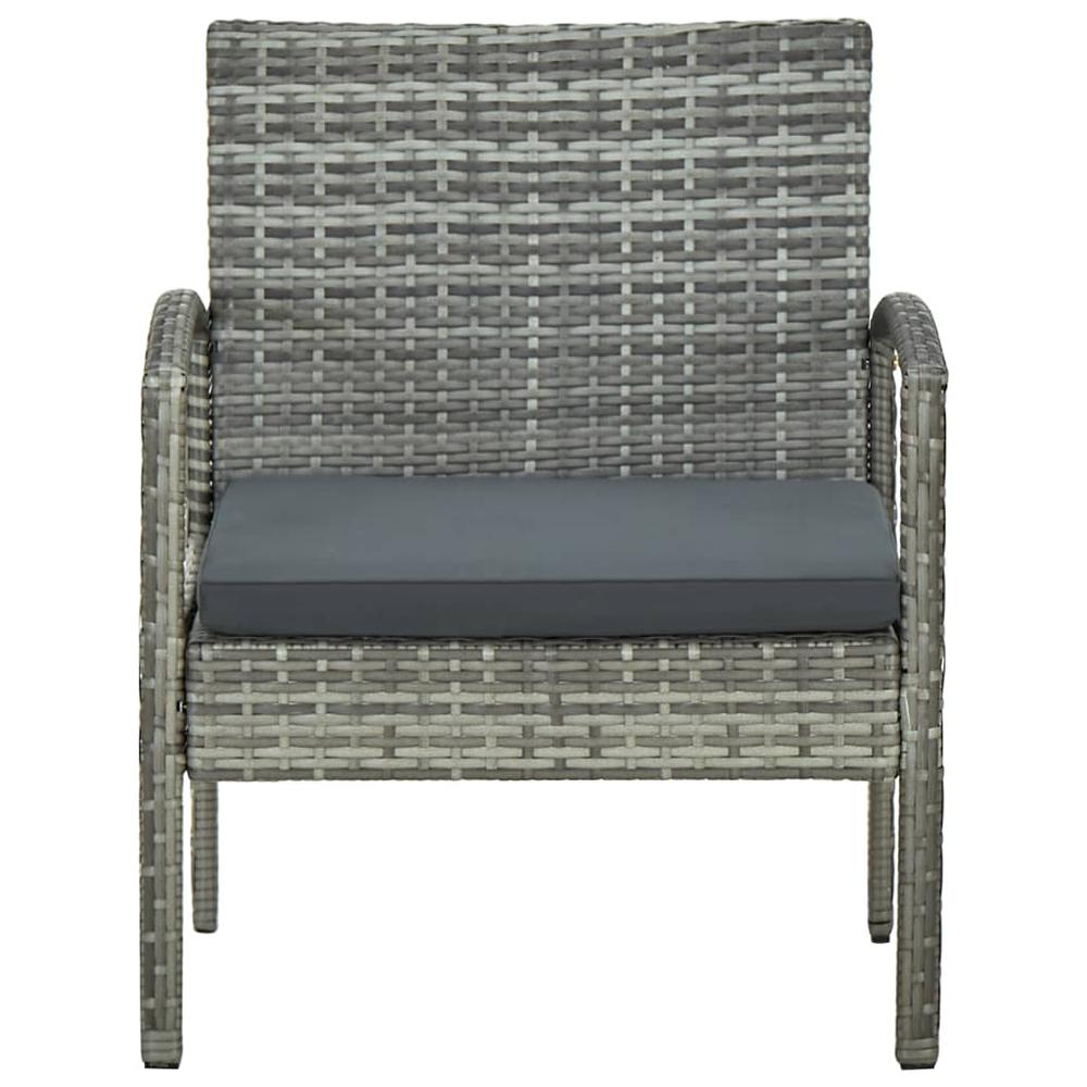 vidaXL Patio Chair with Cushion Poly Rattan Gray. Picture 2