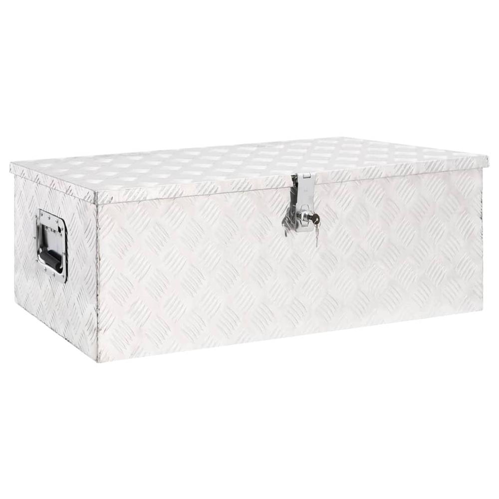 vidaXL Storage Box Silver 35.4"x18.5"x13.2" Aluminum. Picture 1
