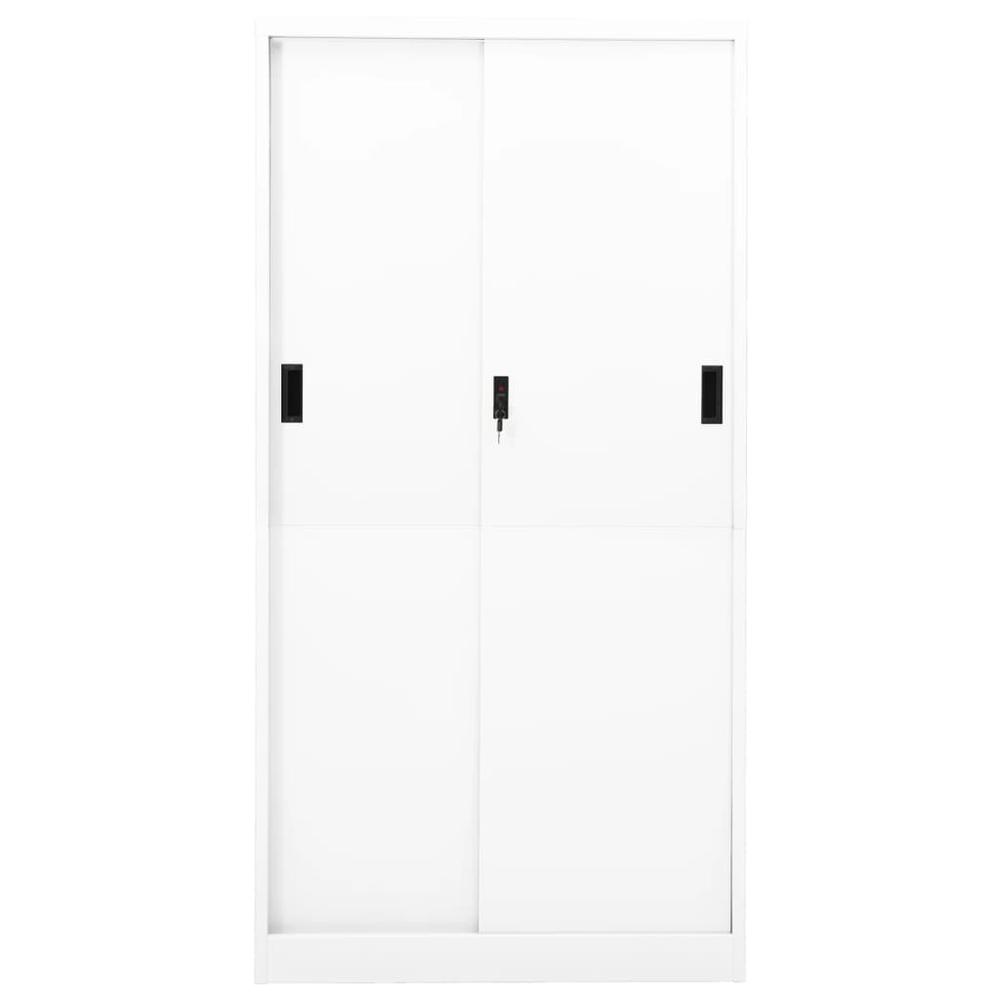 vidaXL Office Cabinet with Sliding Door White 35.4"x15.7"x70.9" Steel, 335958. Picture 4
