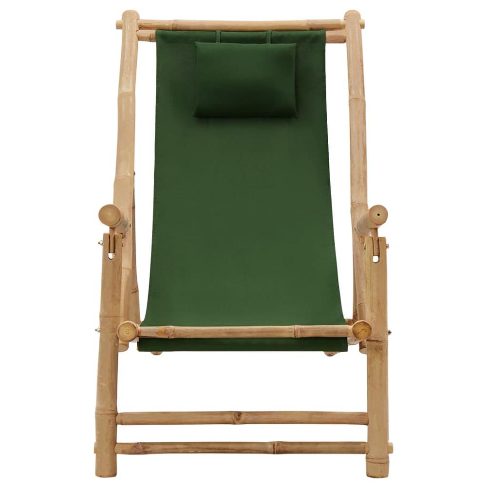 vidaXL Deck Chair Bamboo and Canvas Green, 318598. Picture 2