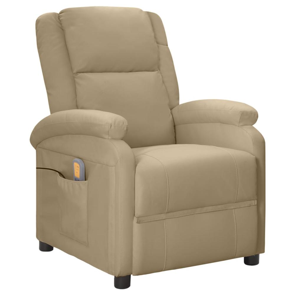 vidaXL Massage Recliner Cappuccino Faux Leather. Picture 1