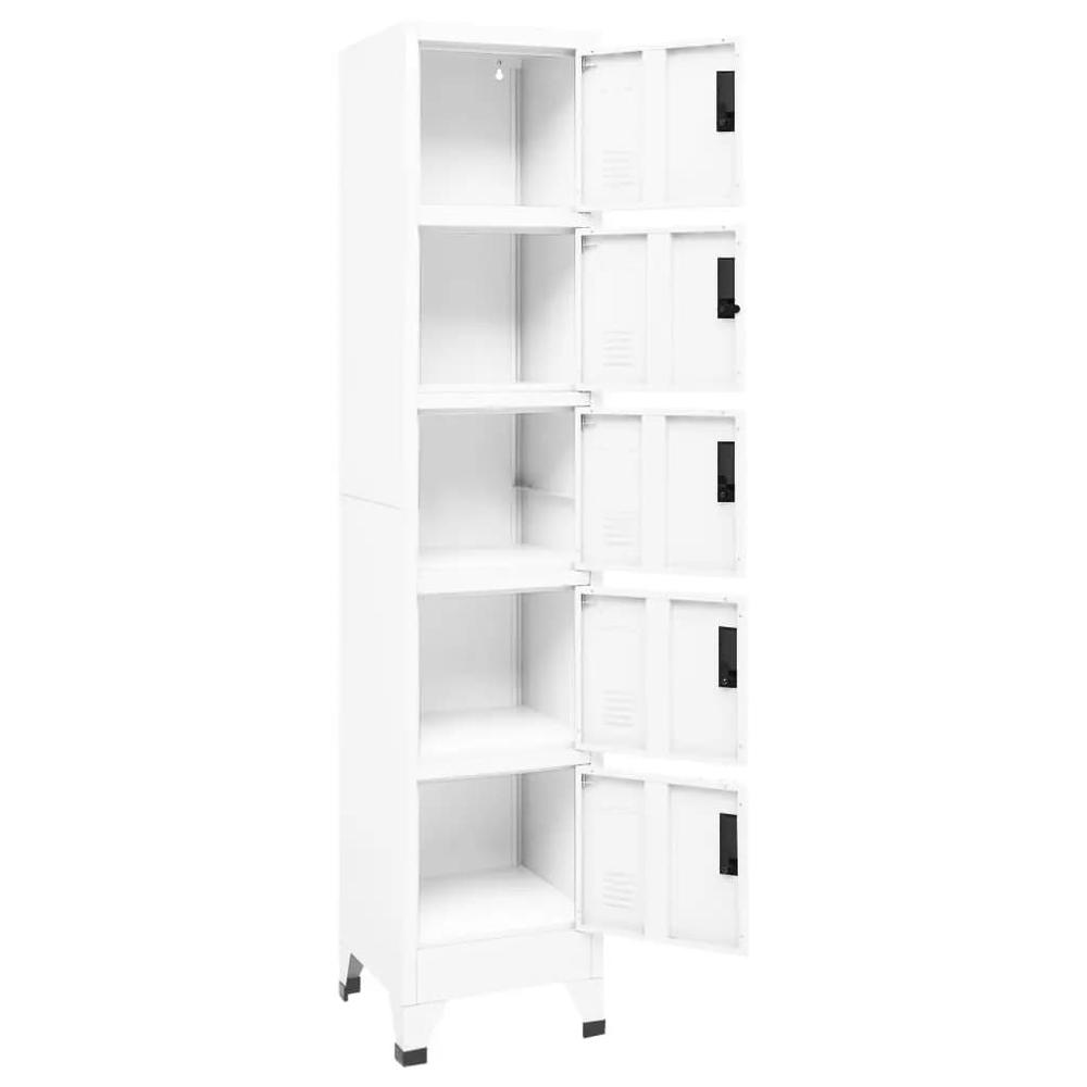 vidaXL Locker Cabinet White 15"x15.7"x70.9" Steel, 339788. Picture 3