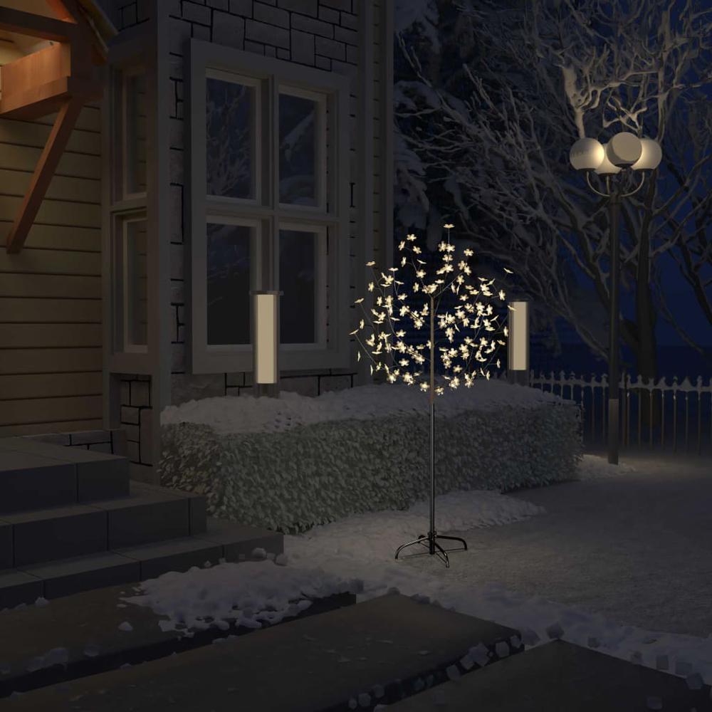 vidaXL Christmas Tree 120 LEDs Warm White Light Cherry Blossom 59.1". Picture 1