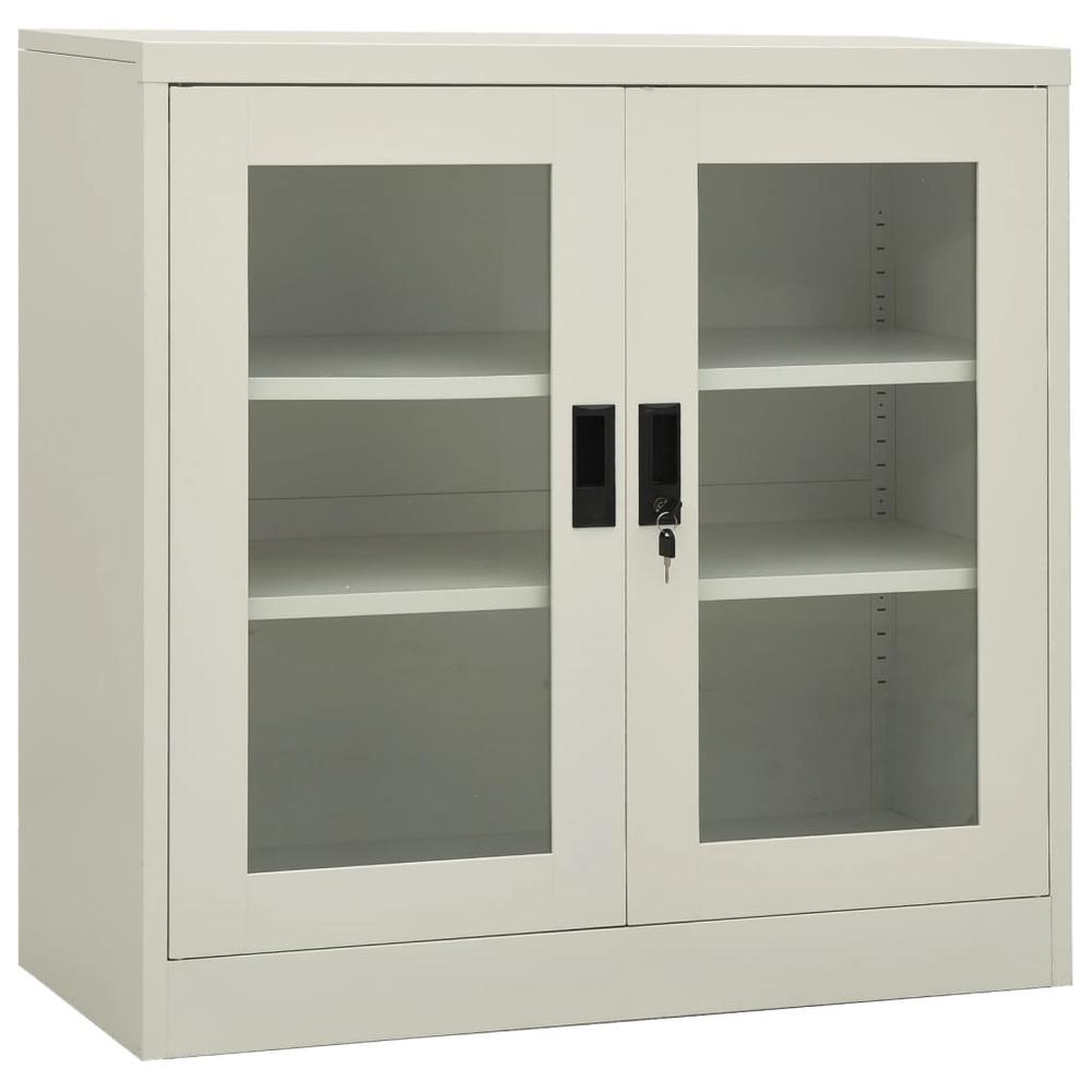 vidaXL Office Cabinet Light Gray 35.4"x15.7"x35.4" Steel. Picture 1