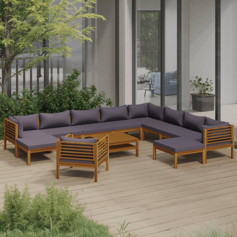 vidaXL 12 Piece Patio Lounge Set with Cushion Solid Acacia Wood, 3086911. Picture 1