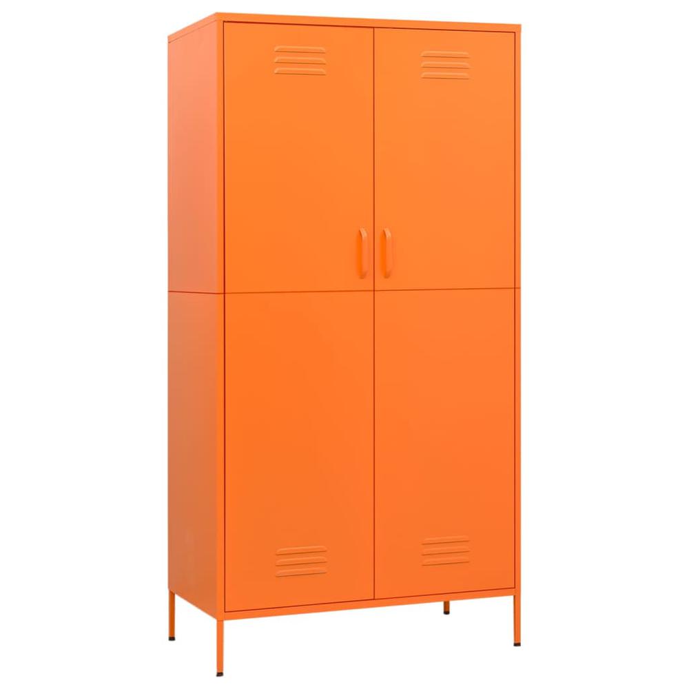 vidaXL Wardrobe Orange 35.4"x19.7"x70.9" Steel. Picture 2