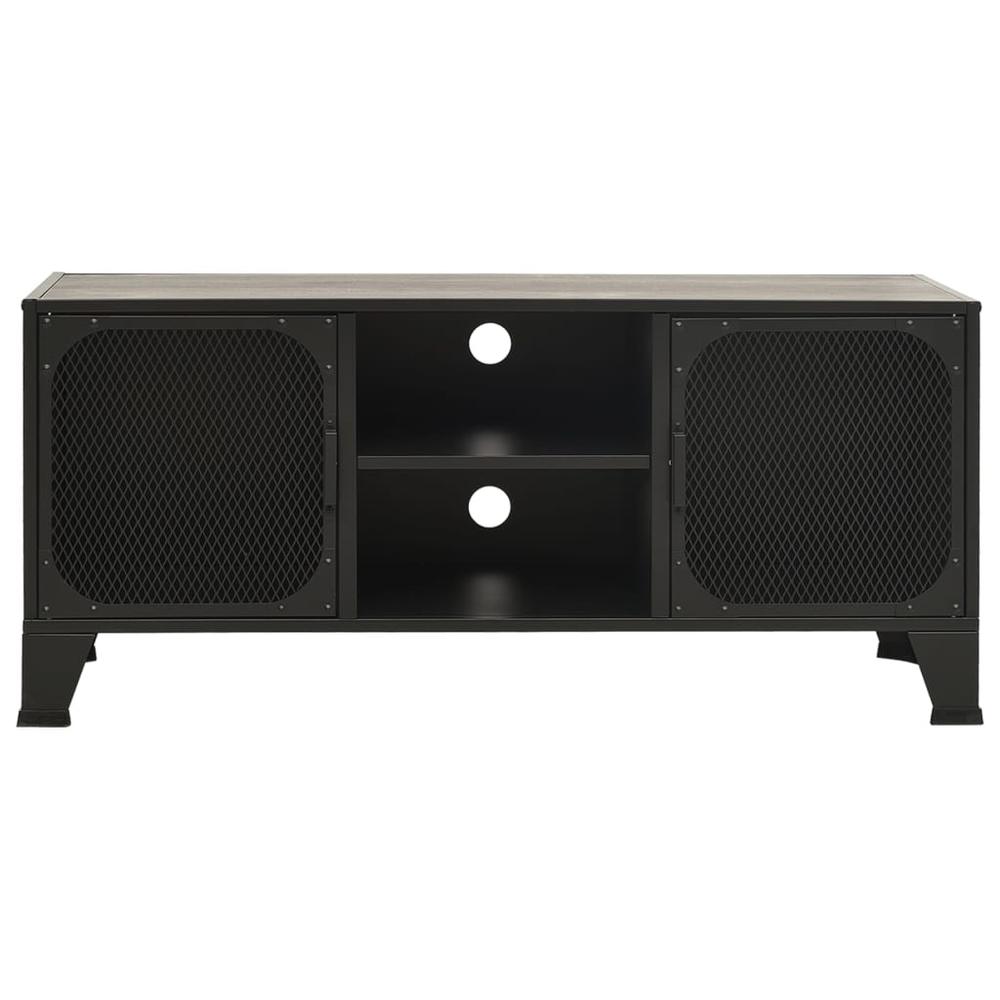 vidaXL TV Cabinet Gray 41.3"x14.2"x18.5" Metal and MDF. Picture 3